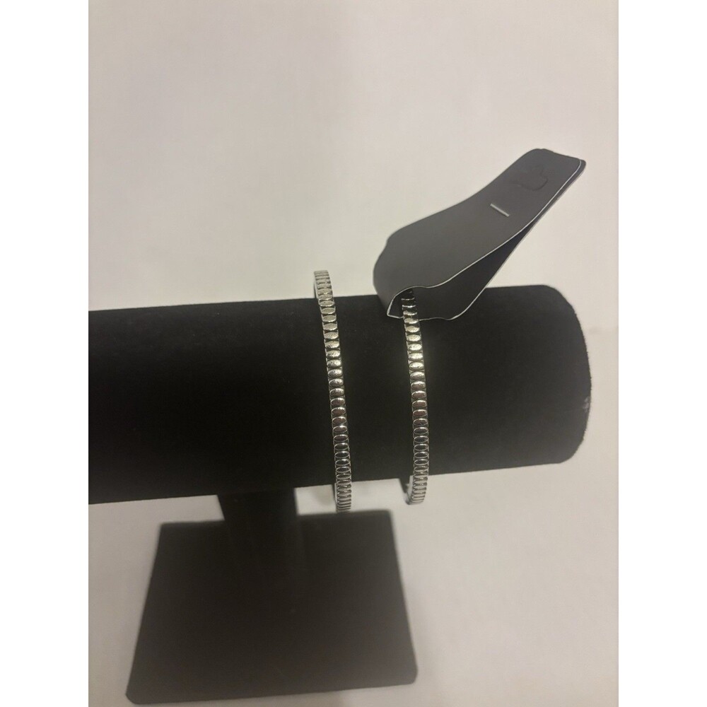 Silver Tone Square Hoop Earrings Latch Back Closure Metal No Stone Pair